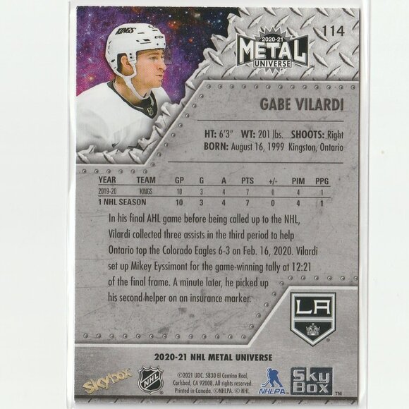 2020-21 Skybox Metal Universe Spectrum Rookies GABE VILARDI Rookie Card RC #114 - Picture 2 of 2